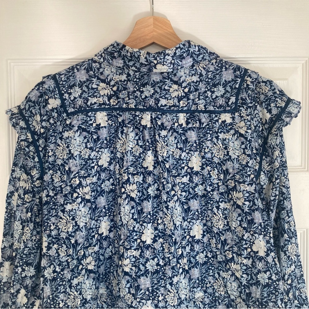 Free People Daybreak Printed Cotton Blouse in Chambray Combo Blue, Size M, NWOT - Picture 11 of 16